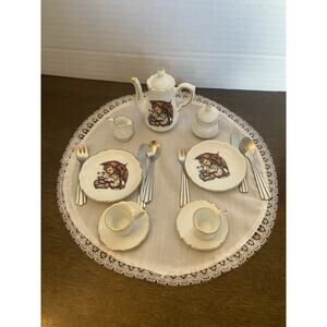 Vintage miniature doll house M.J. Hummel porcelain tea set Umbrella Girl
